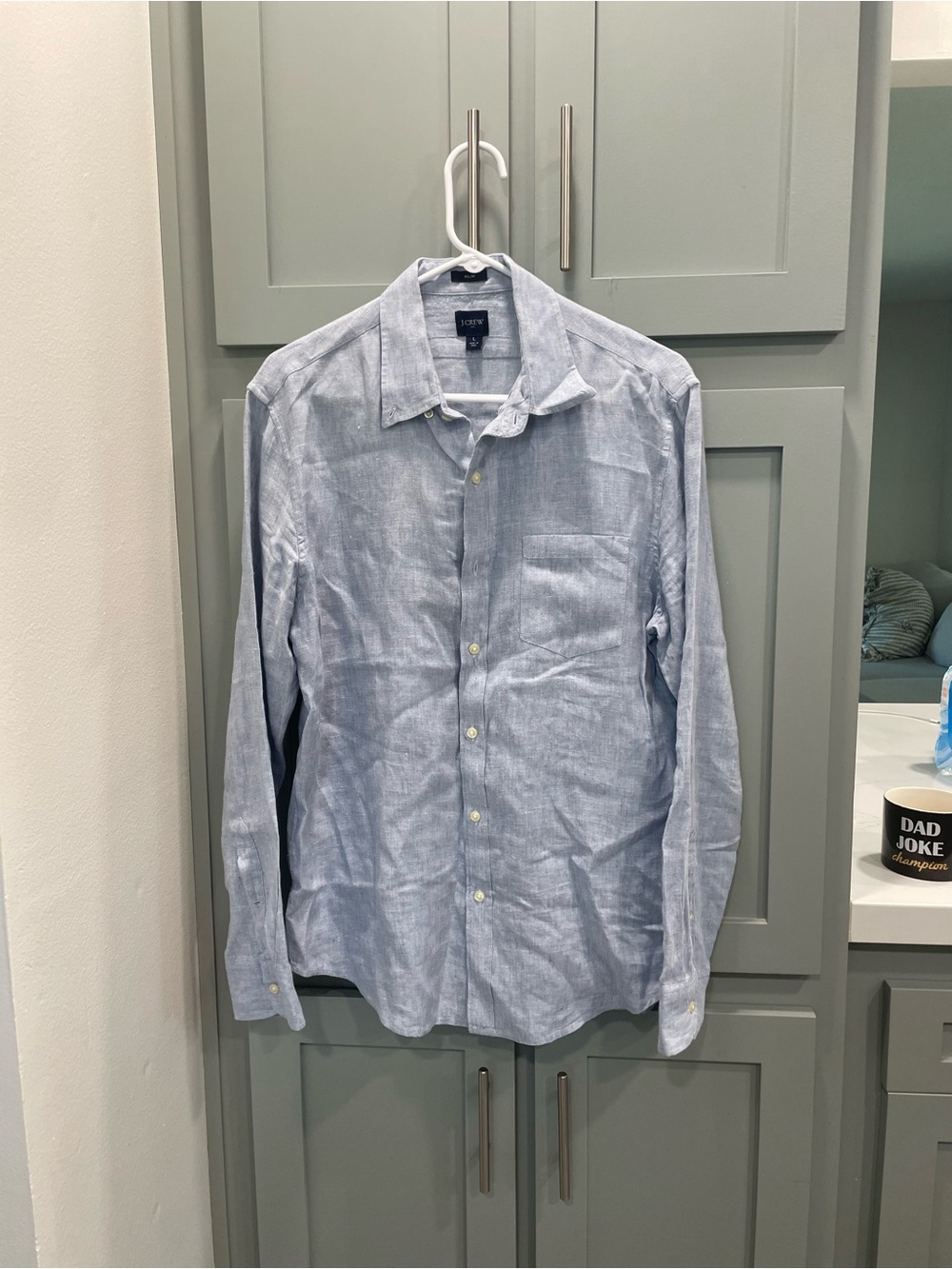 J. Crew Light Blue Casual Linen Button-Down Shirt - Men's
